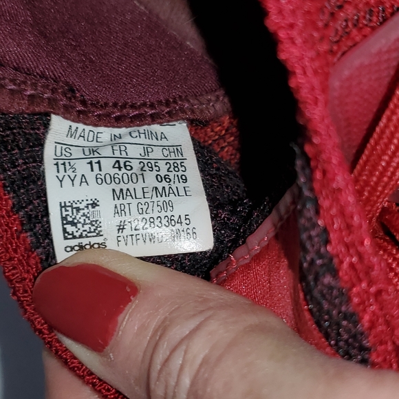 Adidas Ultraboost 19 Running Shoe - Active Maroon / Black 11.5 - Picture 10 of 11